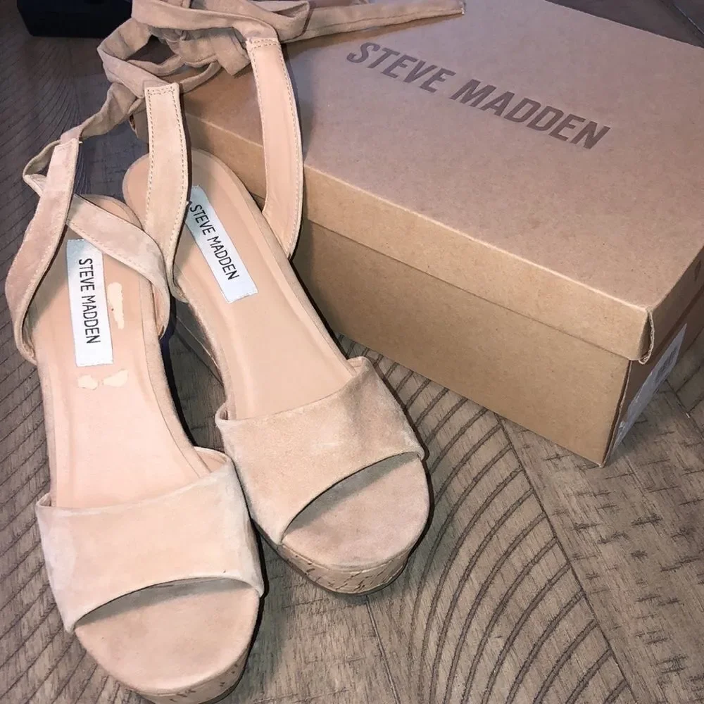 Steve Madden Cork Platform Tieups for summer and vacation Comfy & Sturdy In Box